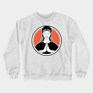 Indian Girl in Namaste Namaskar or Namaskaram Pose of Respectfully Greeting and Honoring Retro Style Crewneck Sweatshirt